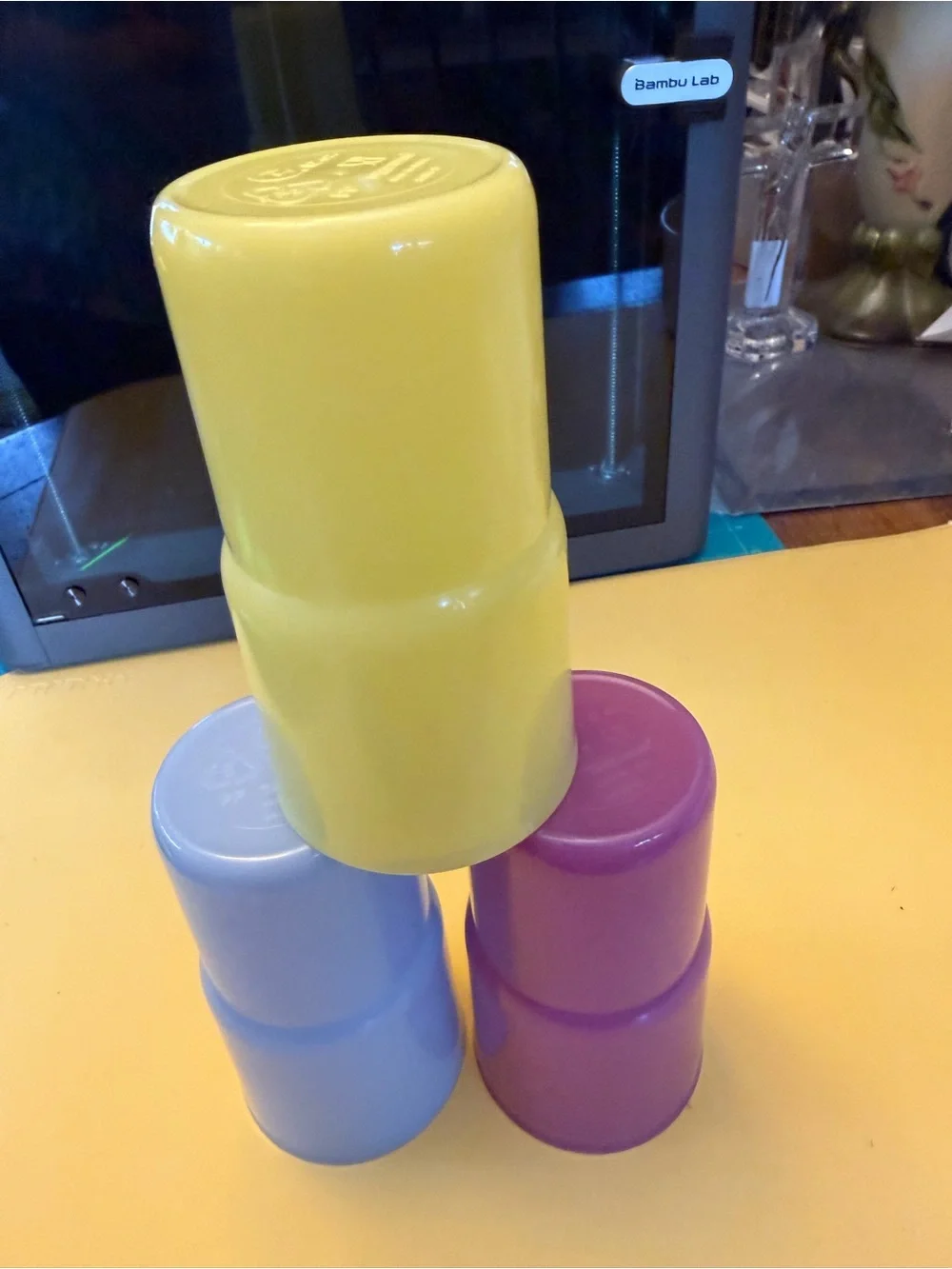 Tupperware vintage Colorful Plastic Stacking Cups - Yellow, Lavender, Purple